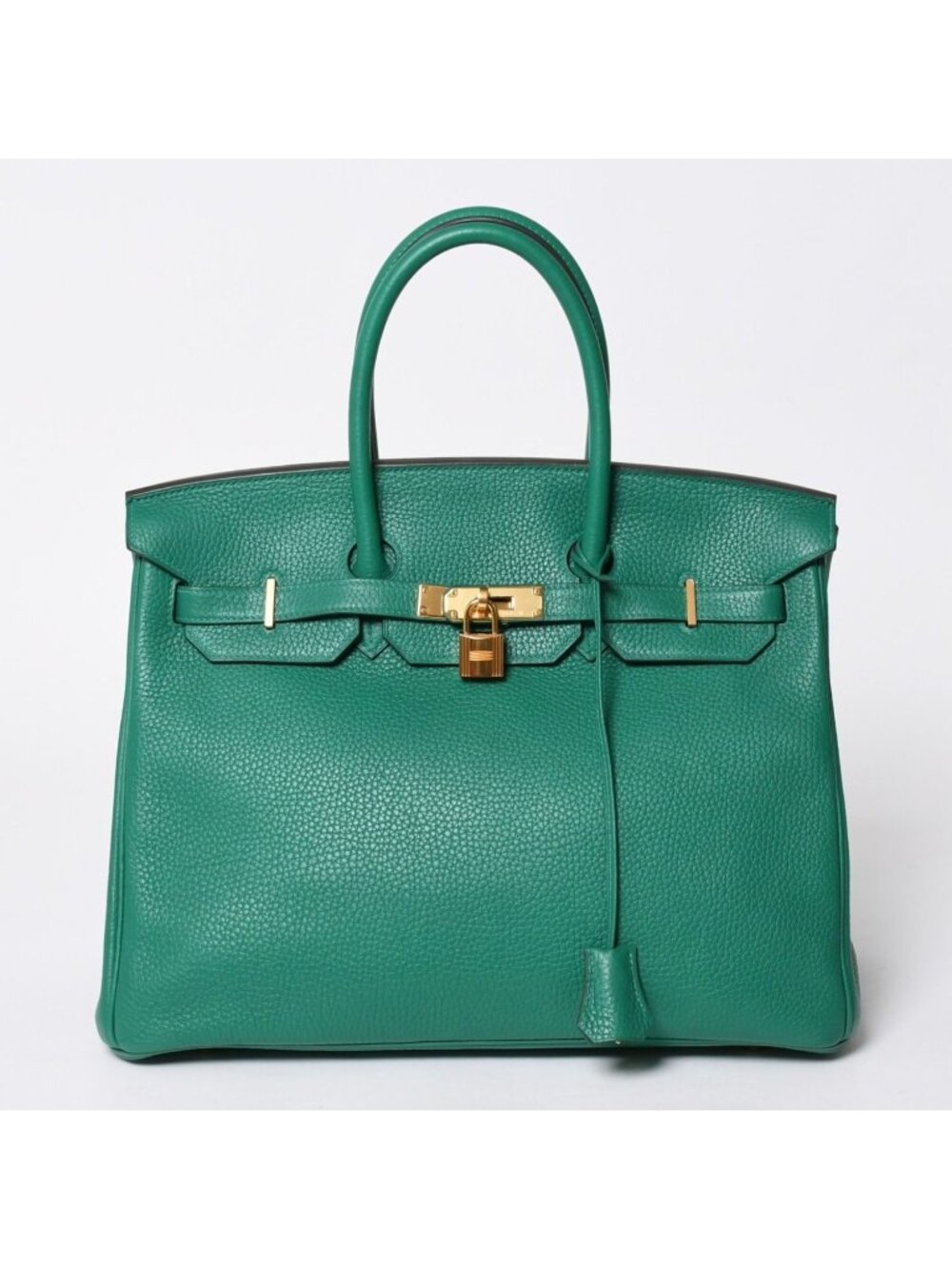 Hermes Birkin 35 Handbag Taurillon Clemence Vert Vertigo GD Retourne
